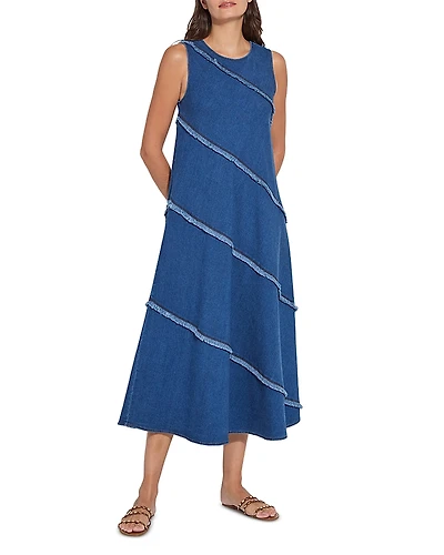 Lysse Mirabella Denim Fringe Midi Dress