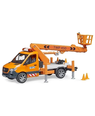 Bruder 1/16 Mercedes-Benz Sprinter Service Truck with Crane, Basket & Lights & Sounds 02679 - Ages 4 Years +
