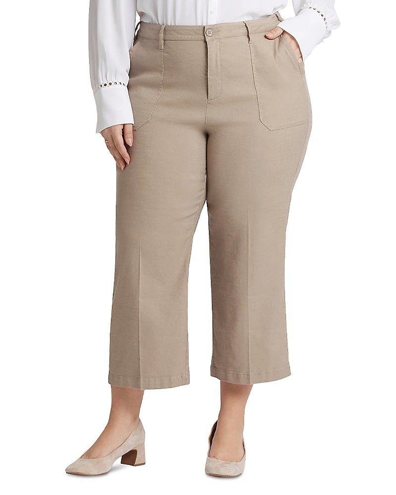 Nydj Plus Wide Leg Cargo Capri Pants