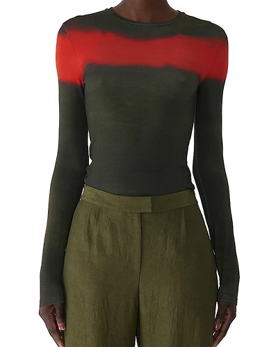 Jason Wu Collection Painted Stripe Long Sleeve Jersey Top