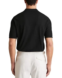 Textured Open Collar Polo Sweater