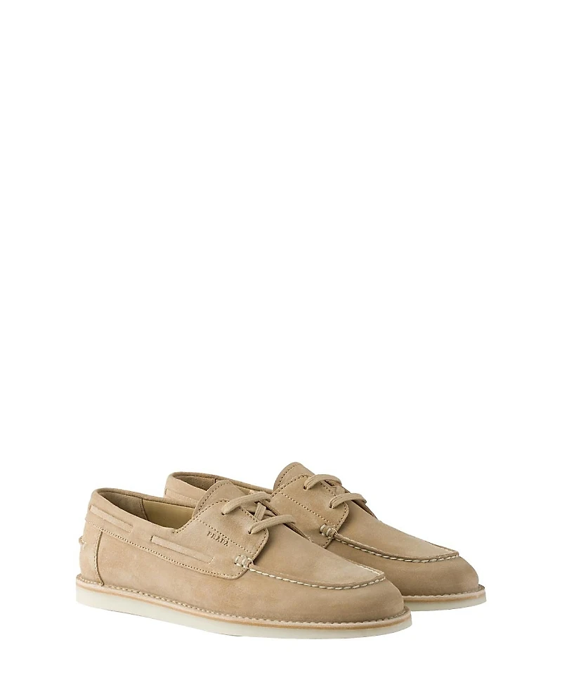 Prada Men's Bleached Suede Boat Shoes