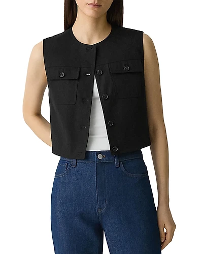 Theory Fitted Sleeveless Linen Vest