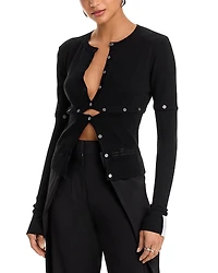 rokh Multi Button Crewneck Cardigan Sweater