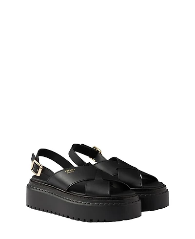 Prada Women's Leather Crisscross Sandals