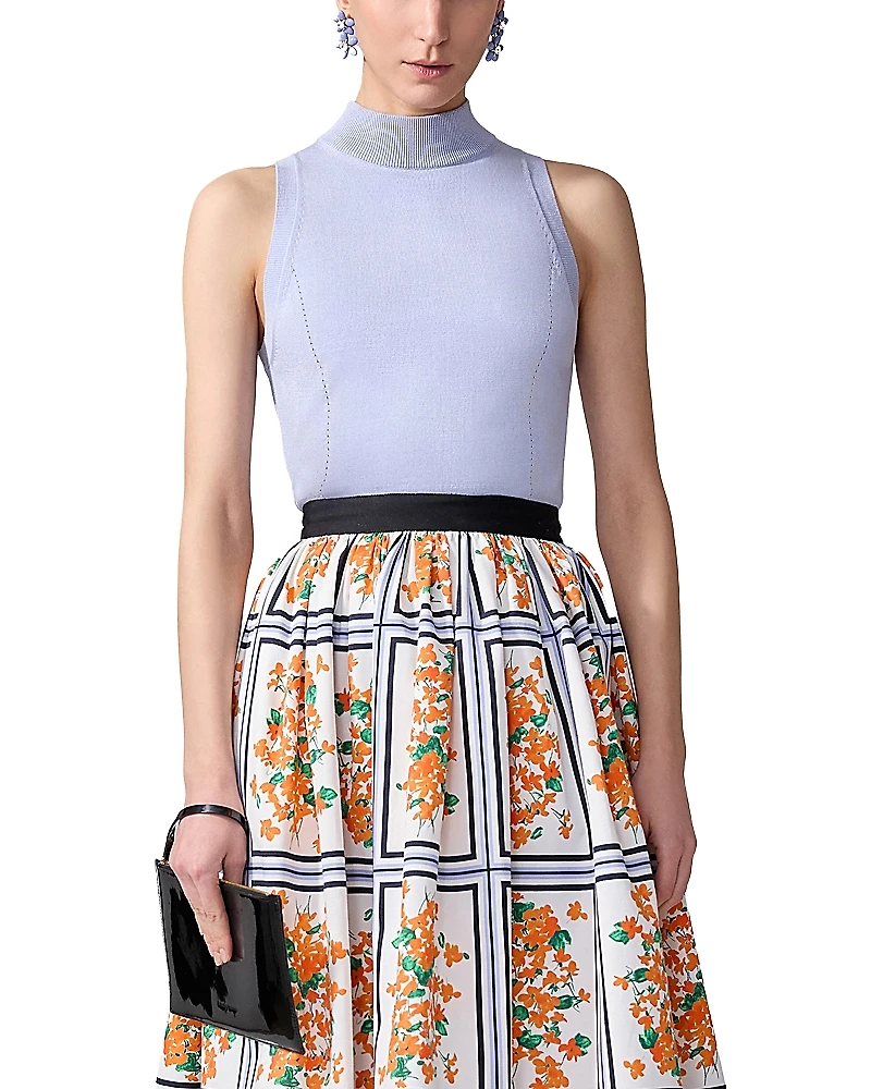 Carolina Herrera Mock Neck Sleeveless Top