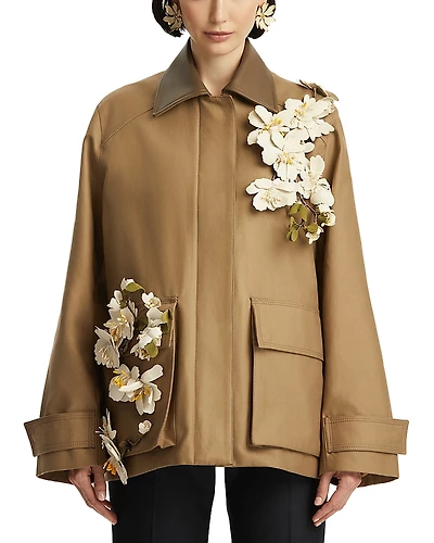 Oscar de la Renta Floral Embellished Jacket