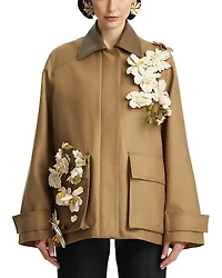 Oscar de la Renta Floral Embellished Jacket