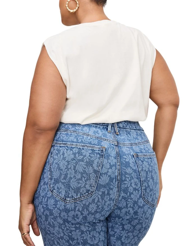 Good Waist Cropped Palazzo Jeans Hibiscus Bloom