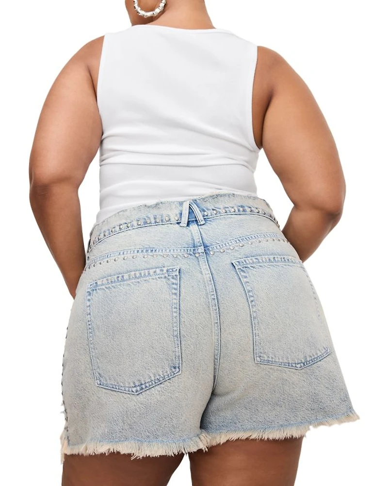 Good '90s Studded Denim Shorts Indigo784