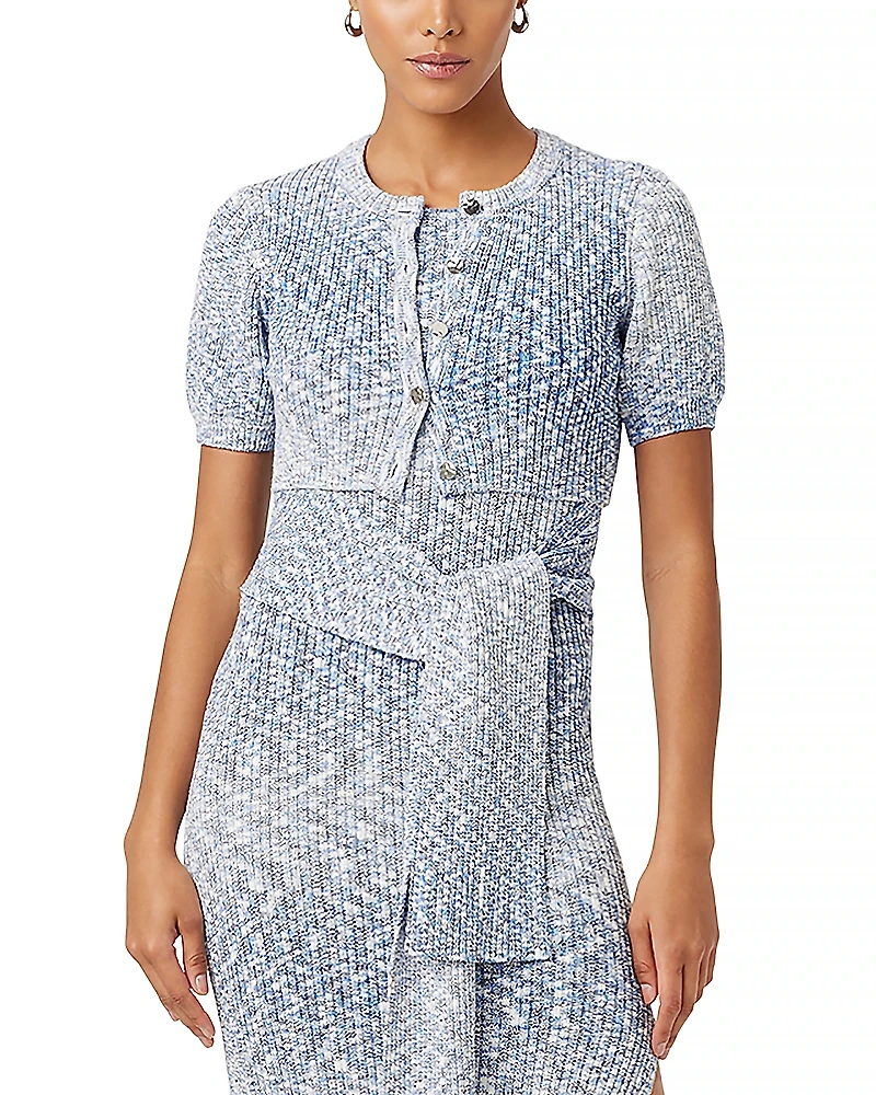 Toccin Christy Cropped Marled Knit Cardigan