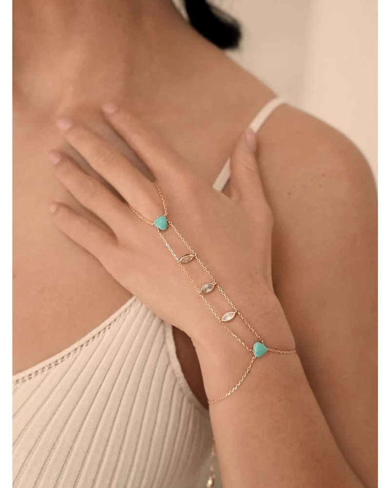 Turquoise Solstice Turquoise & Cubic Zirconia Hand Chain