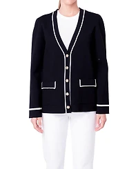 English Factory Women's Knit Contrast Cardigan