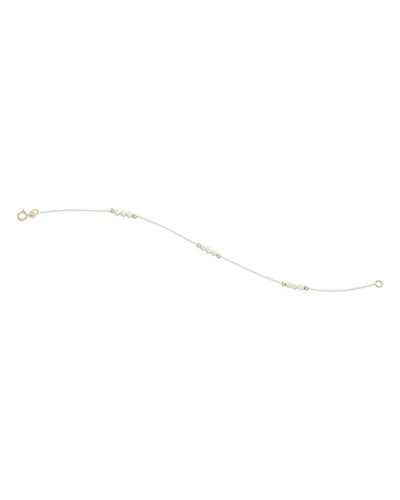 14K Yellow Gold Swarovski Imitation Pearl Station Bracelet