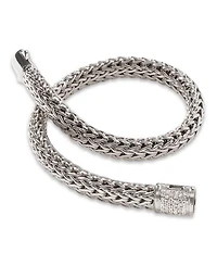 Classic Chain Sterling Silver Bracelet with Diamond Pavé