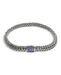 Sterling Silver Classic Chain Black & Blue Sapphire Reversible Bracelet