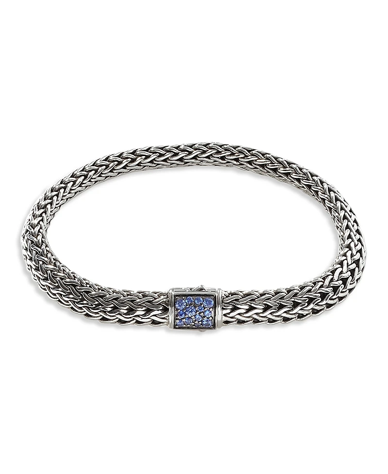 John Hardy Sterling Silver Classic Chain Black & Blue Sapphire Reversible Bracelet