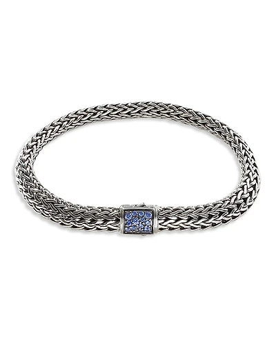 John Hardy Sterling Silver Classic Chain Black & Blue Sapphire Reversible Bracelet