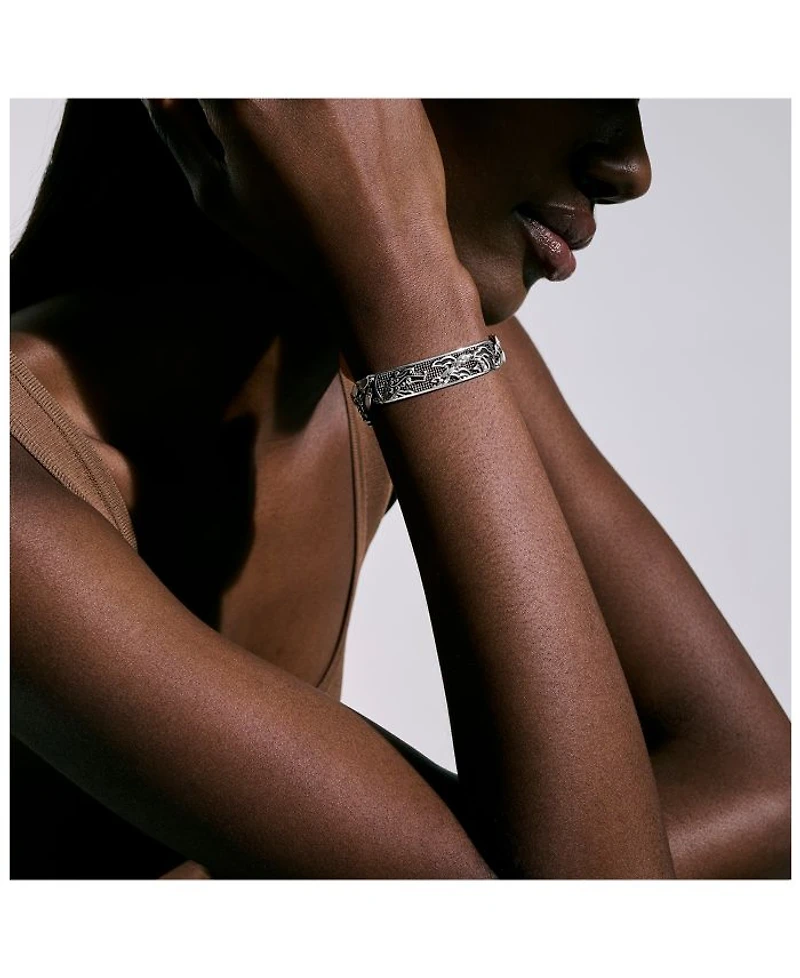 Sterling Silver Legends Naga Dragon Plate Curb Link Bracelet