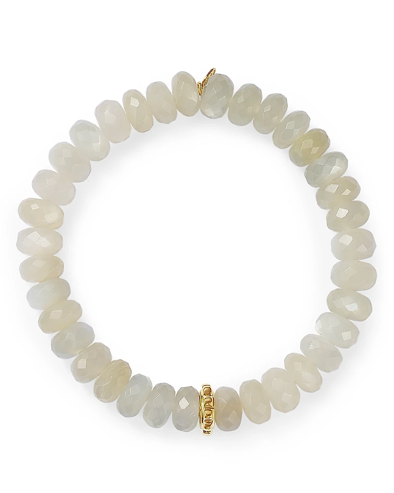 Sydney Evan 14K Yellow Gold Champagne Chalcedony Faceted Rondelle Beaded Stretch Bracelet