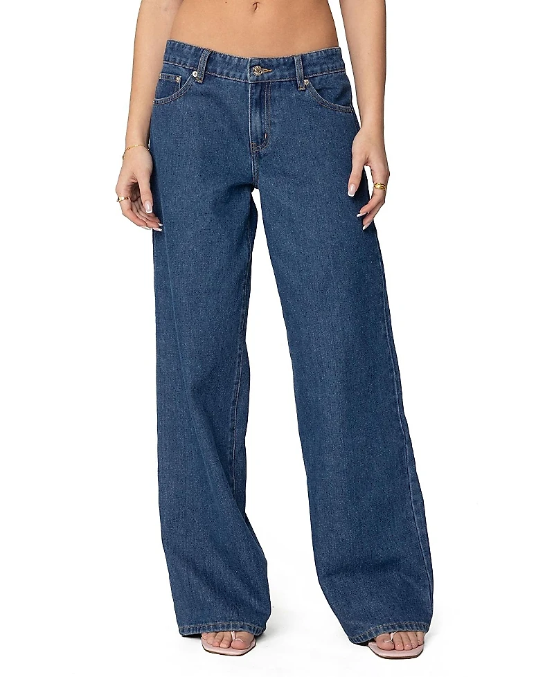 Edikted Lacey Pocket Low Rise Medium Rinse Wash Jeans