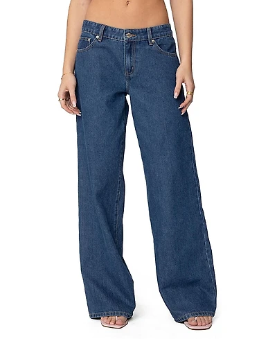 Edikted Lacey Pocket Low Rise Medium Rinse Wash Jeans