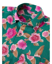 Morgan Floral Print Linen Short Sleeve Shirt