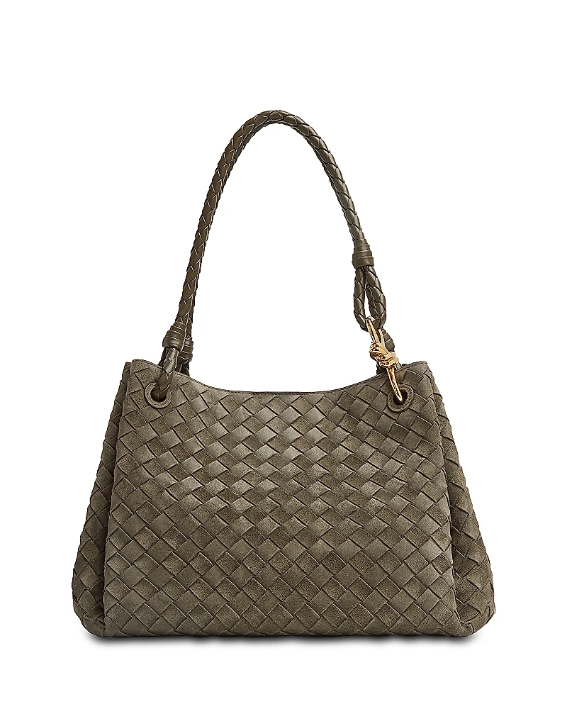 Bottega Veneta Large Parachute Intrecciato Suede Shoulder Bag