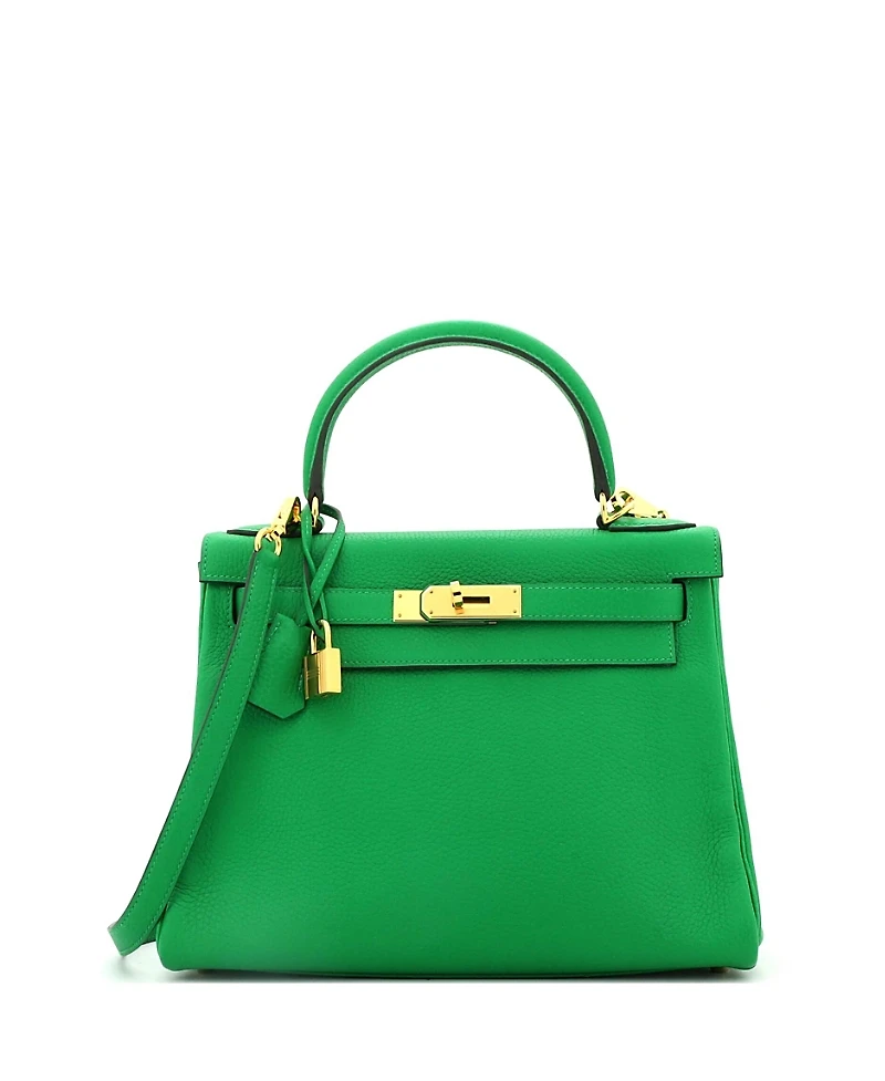 Pre-Owned HERMES Kelly 28 Handbag Clemence with Gold Hardware