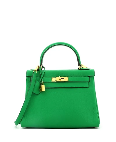 Pre-Owned HERMES Kelly 28 Handbag Clemence with Gold Hardware