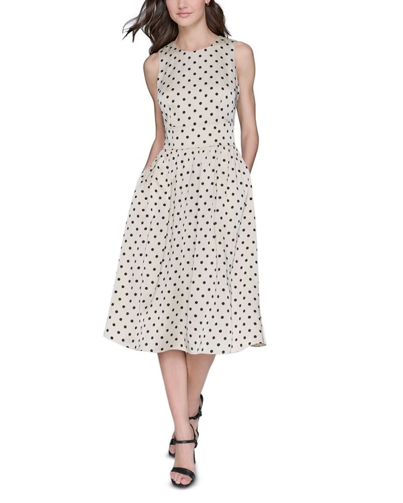 Printed Hammered Satin Midi Dress