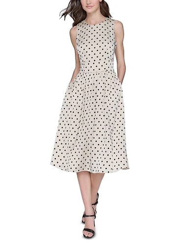 Printed Hammered Satin Midi Dress