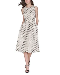 Printed Hammered Satin Midi Dress