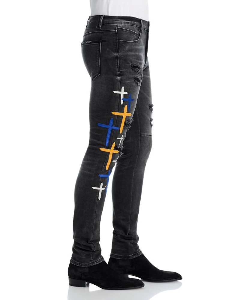 Bryant Distressed Skinny Jeans Charcoal Drift