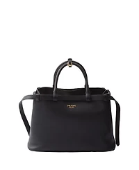 Buckle Medium Leather Handbag with Double Belt