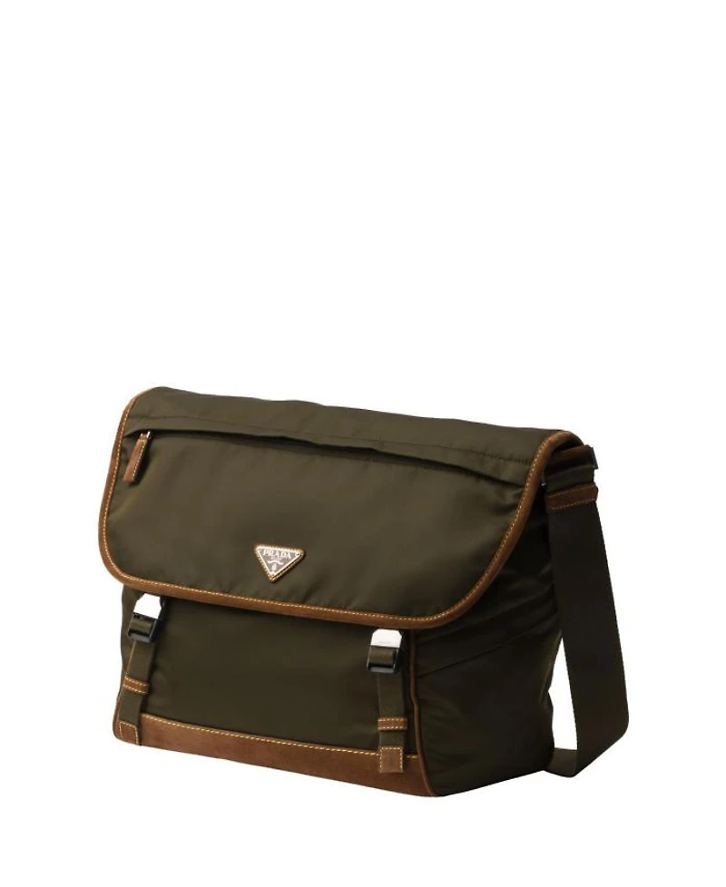 Large Re-Nylon and Suede Shoulder Bag