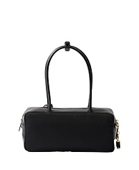 Re-Nylon and Leather Top-Handle Bag with Padlock