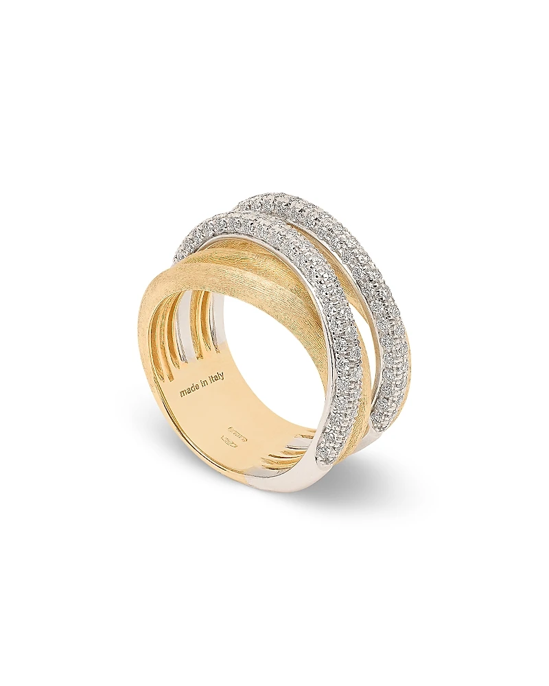 Marco Bicego 18K White & Yellow Gold Jaipur Gold Alta Diamond Five Row Crossover Ring