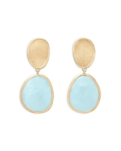 Marco Bicego 18K Yellow Gold Lunaria Aquamarine & Textured Disc Drop Earrings
