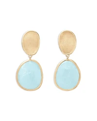 Marco Bicego 18K Yellow Gold Lunaria Aquamarine & Textured Disc Drop Earrings