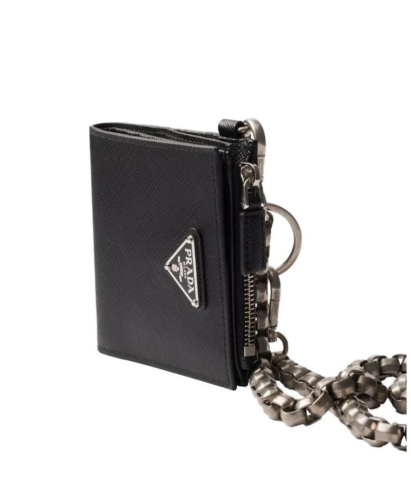 Small Saffiano Wallet With Chain
