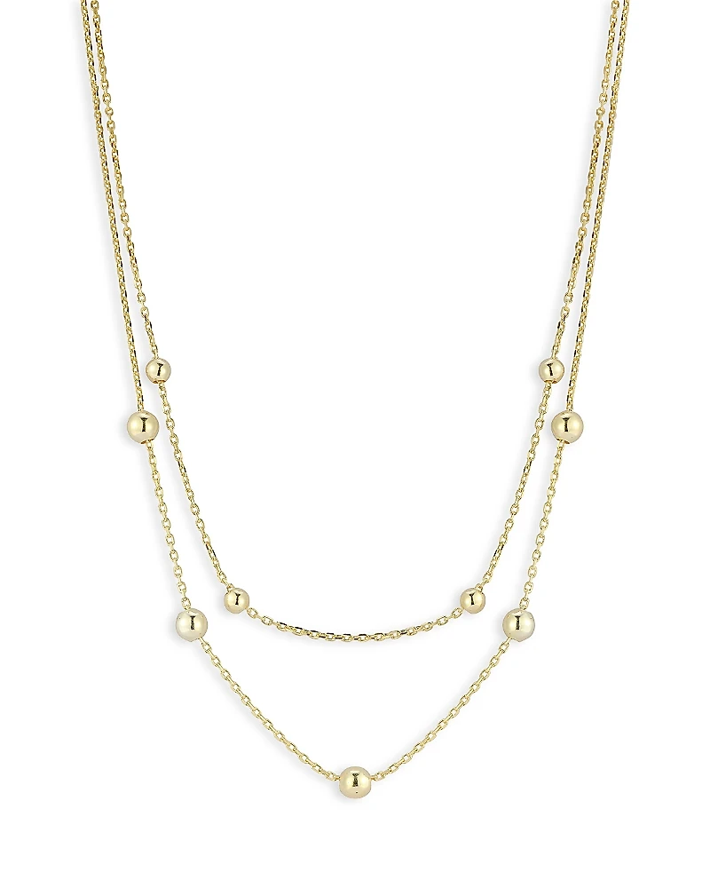 Aqua Double Layer Ball Necklace, 16-18- Exclusive