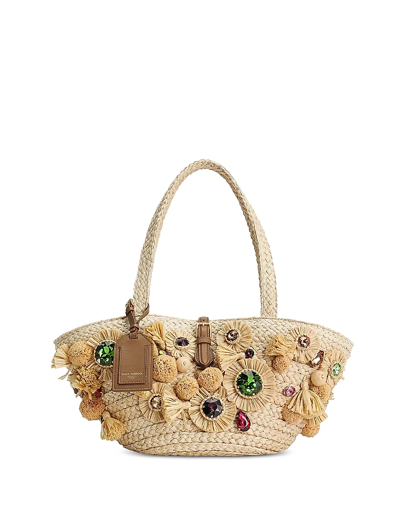 Dolce & Gabbana Embellished Straw Bag