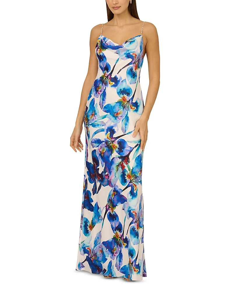 Adrianna By Adrianna Papell Printed Satin Slip Dress