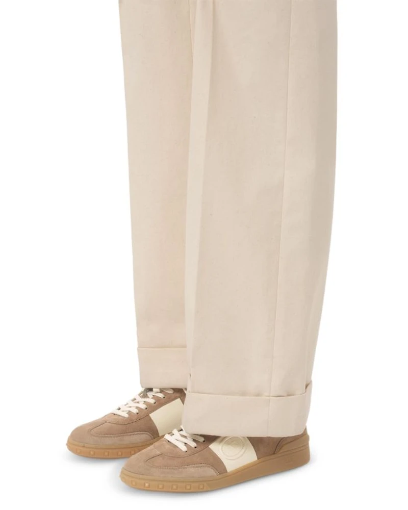 Men's Embroidered La Greca Suede Sneakers