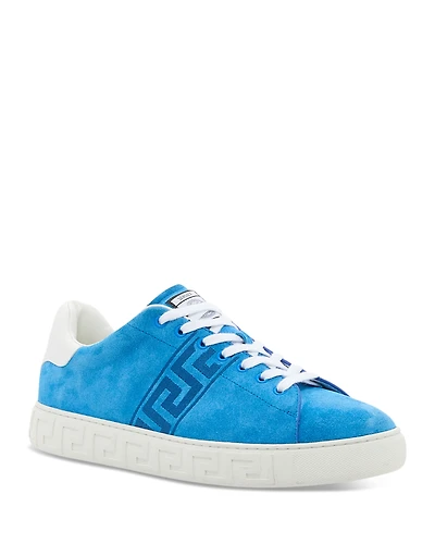 Versace Men's Embroidered La Greca Suede Sneakers