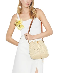 T Monogram Raffia Bucket Bag
