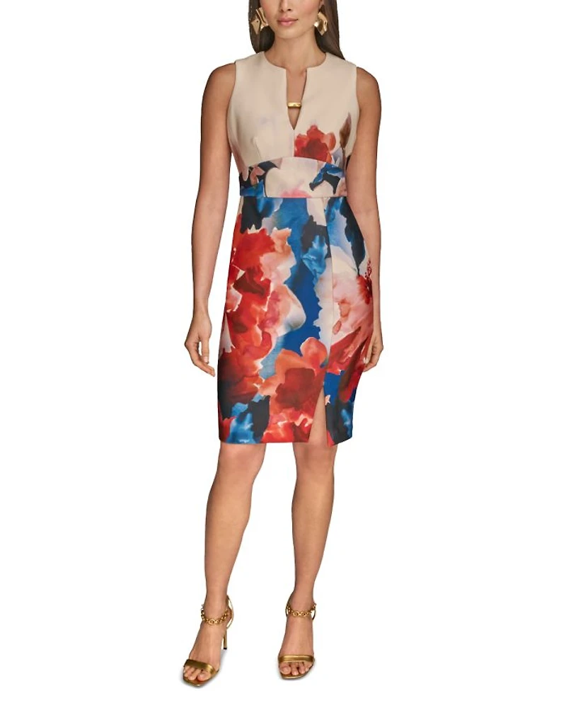 Placed Floral Sheath Dress
