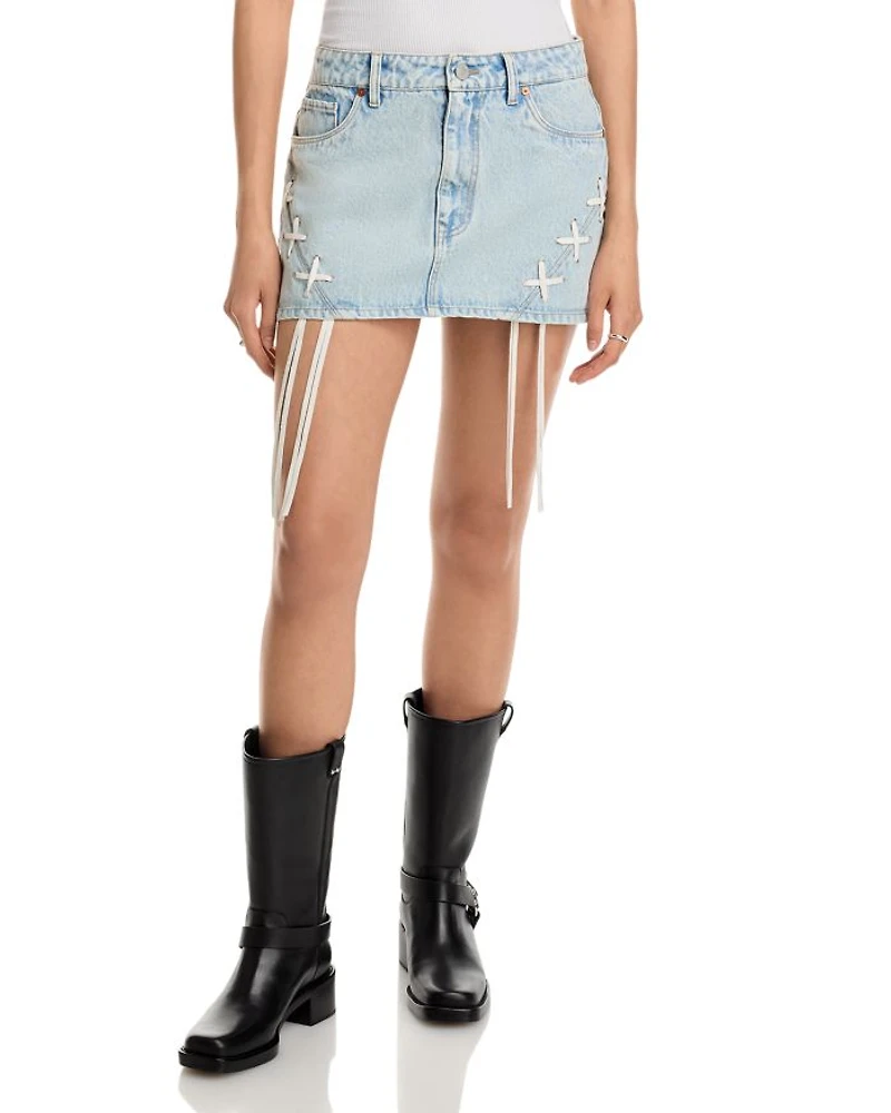 Tie Breaker Denim Mini Skirt