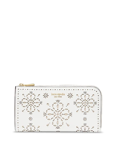 kate spade new york Devin Spade Flower Perforated Leather Zip Around Continental Wallet